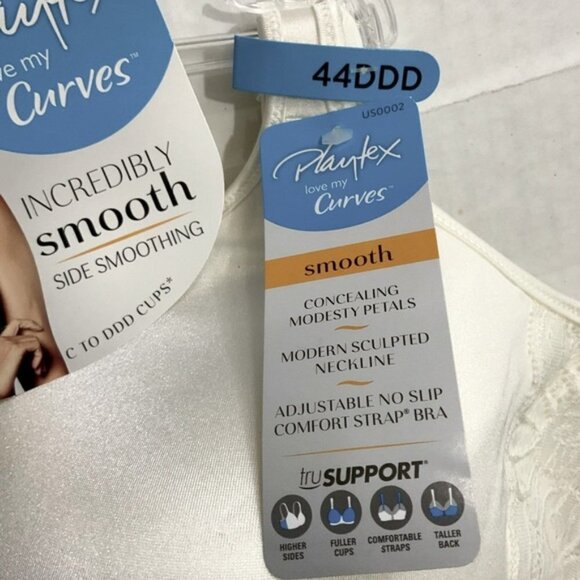 -Playtex Bra Love My Curves Side Smoothing Wirefree Tru Support Plus 44DDD Ivory - Picture 6 of 12